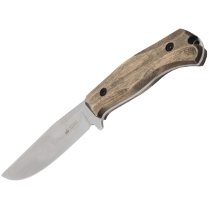 Kizlyar Supreme - нож туристический Atlantis AUS-10 Stone Wash Wanut Handle, Leather Sheath - 1