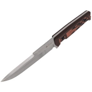 Kizlyar Supreme - нож туристический Alpha D2 Stone Wash  Black-Orange G10 Handle, Black Molle Sheath - 01