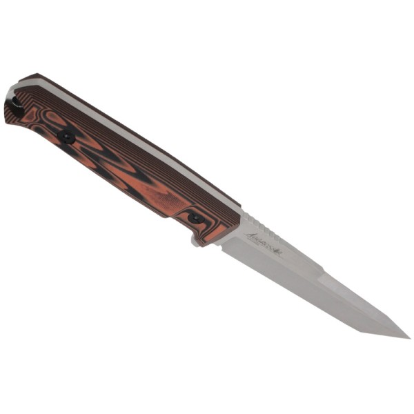 Kizlyar Supreme - нож туристический Aggressor AUS-8 Stone Wash  Black-Orange G10 Handle, Black Molle Sheath - 2