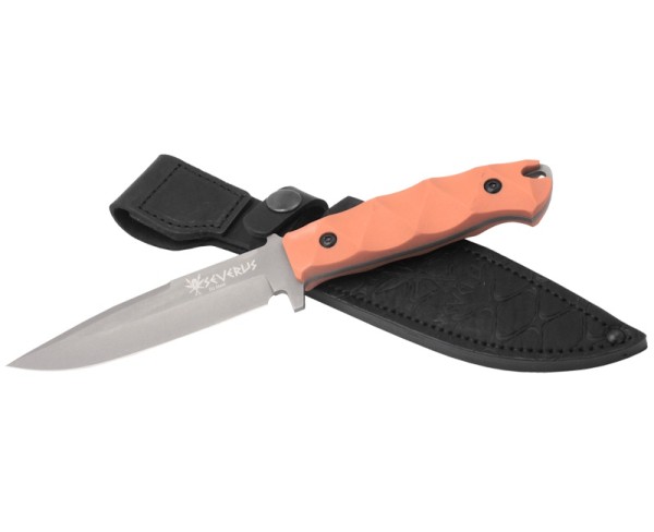 Kizlyar Supreme - нож Severus D2 Tacwash, orange g-10 handle, leather sheath - 3