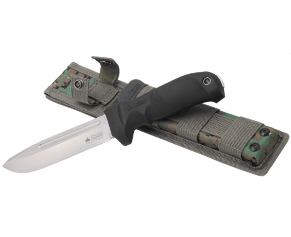 Kizlyar Supreme - нож туристический Dominus AUS-8 Stone Wash Black Kraton Handle, Camo Molle Sheath - 3