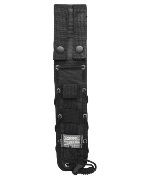 Kizlyar Supreme - нож туристический Aggressor AUS-8 Stone Wash  Black-Orange G10 Handle, Black Molle Sheath - 4